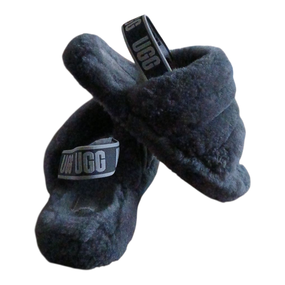 UGG Kids Gray Fluffy Slippers - Picture 3 of 7
